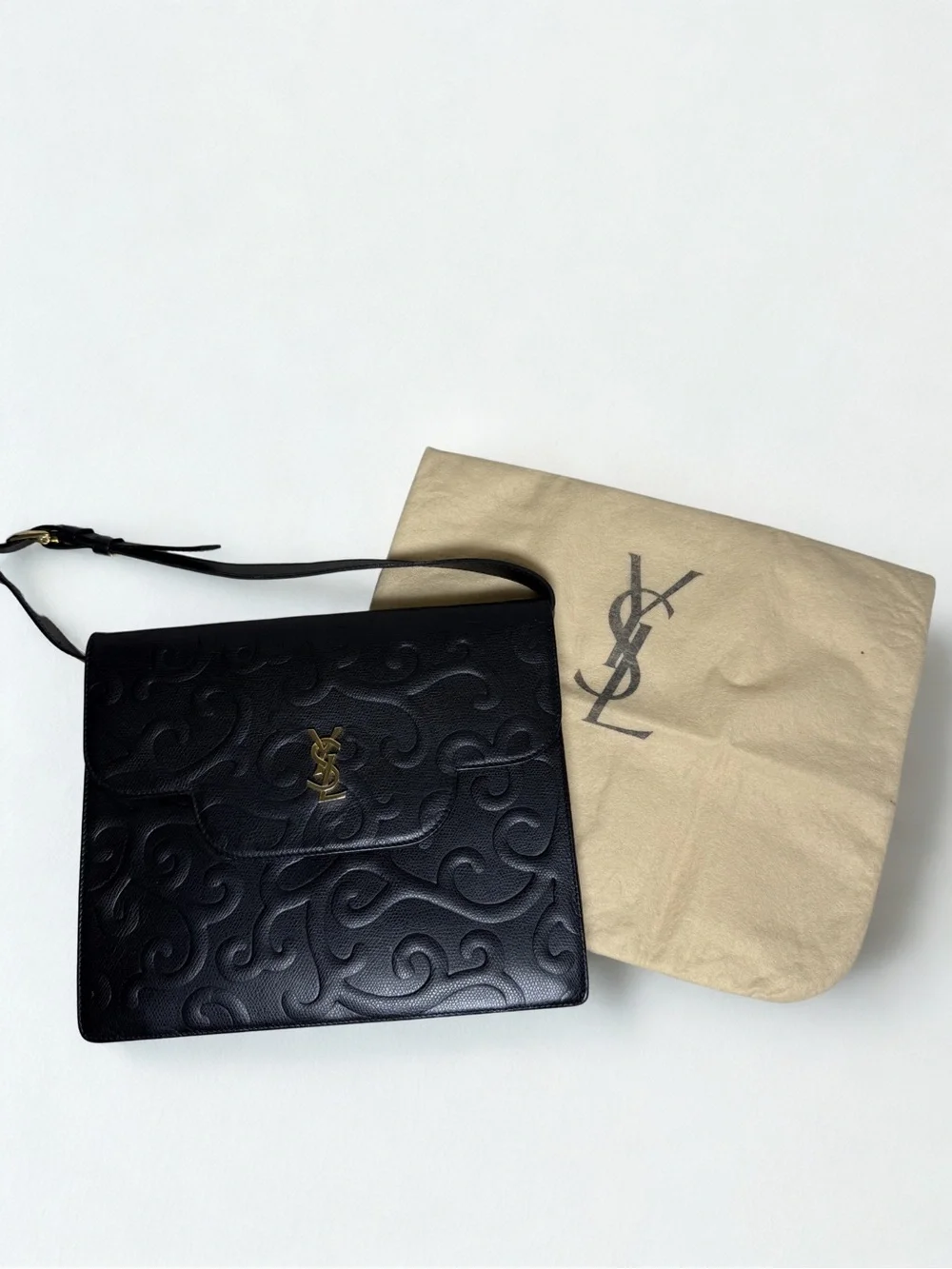 Saint Laurent Embossed Arabesque Clutch